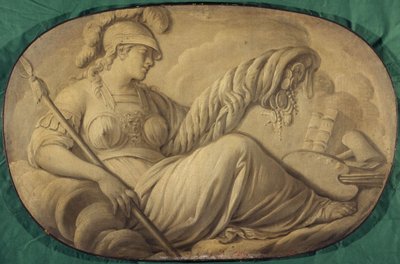 Minerva eller Overflod som favoriserer kunsten (allegori, dekorativt maleri for Hôtel La Rivière og deretter Canillac) av Unknown artist