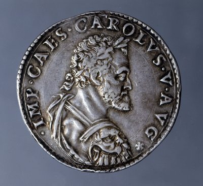 Myntpreget i navnet og bildet til keiser Karl V (1500-1558). av Unknown artist
