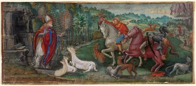 Mirakelet til hjorten i Saint Bassiano, fra en korbok av Unknown artist