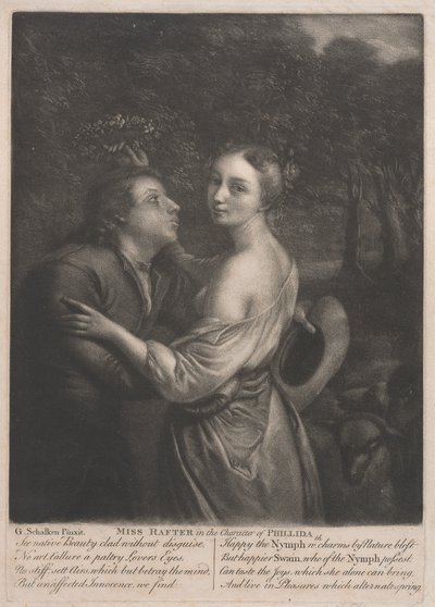 Frøken Rafter (1711-1785) i Character of Phillida av Unknown artist
