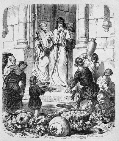 Munker samler inn tiende på folket - i «Histoire des popes», av Maurice Lachatre av Unknown artist