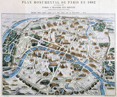 Monumental plan for Paris i 1882 av Unknown artist