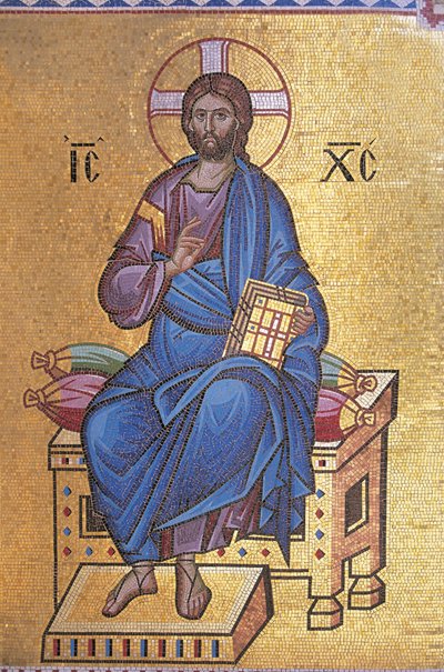 Mosaikk som viser Kristus på tronen av Unknown artist