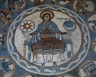 Mosaikkgulv som viser årets måneder av Unknown artist