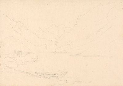 Fjelllandskap og innsjø av Unknown artist