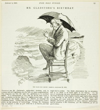 Herr Gladstones bursdag, fra Pall Mall-budsjettet av Unknown artist