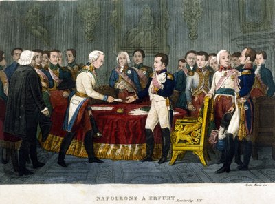 Napoleon I (1769 - 1821) møtte Alexander I i Erfurt i 1808. av Unknown artist