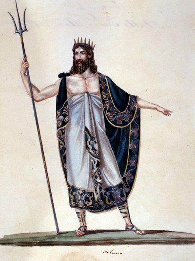 Neptun - akvarell av Unknown artist