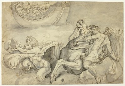 Neptun roer ned stormen som Aeolus reiste mot Aeneas (quot;Quos Egoquot;) av Unknown artist