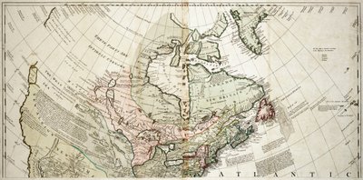 Nord-Amerika, ca. 1765 (farget gravering) av Unknown artist