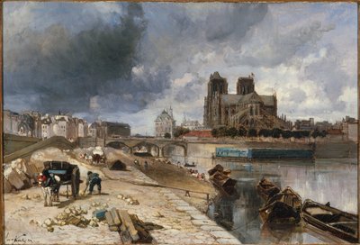 Notre-Dame sett fra Quai de la Tournelle av Unknown artist