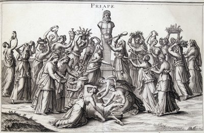 Tilbud gitt av kvinner til guden Priape (Priapos), den asiatiske guden for fecondite, som kom til Hellas. Sted for tilbedelse av Lampsaque. av Unknown artist
