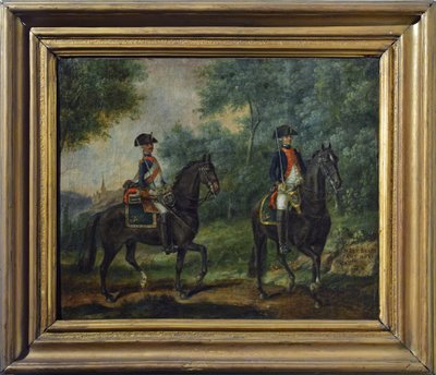 Offiser og soldat ved Mestre de Camps-regimentet i 1790, slutten av det attende århundre (olje på lerret) av Unknown artist