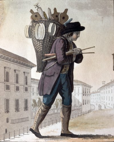 Gammel handel: skorsteinsfeieren (Litografi av Unknown artist