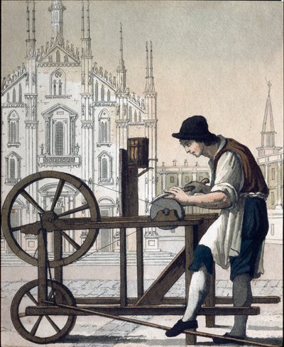Gammel handel: knivsliperen (litografi av Unknown artist