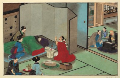 En av seksten scener av en manns død og begravelse av Unknown artist