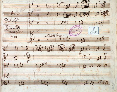 Side med partituret til Extinguish I would like air i Griselda-operaen av Antonio Vivaldi av Unknown artist