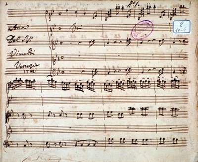 Siden med musikalsk partitur av Gia er det kjent at en bred arie av Antonio Vivaldi av Unknown artist
