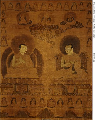 Malet banner (Thangka) av Sakyapa-slektslærere av Unknown artist