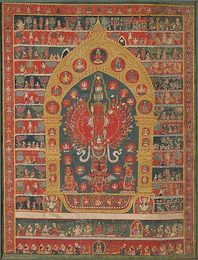 Malet banner (Thangka) av Avalokiteshvara-inkarnasjonen av regnguden Rato Matsyendranatha av Unknown artist