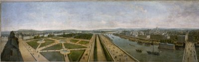 Panorama av Paris fra taket av Pavillon de Flore i Tuileriene, ca. 1833 (olje på lerret) av Unknown artist