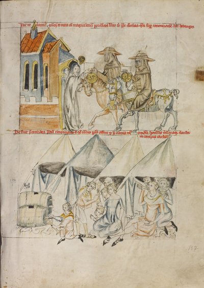 Pavelige sendebud bringer dokumenter om Hedvigs kanonisering fra Klemens IV; Mottakelsen av nyheten om Hedvigs kanonisering av Unknown artist