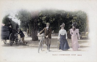Paris, promenade sous bois - postkort, sent på 1800-tallet av Unknown artist