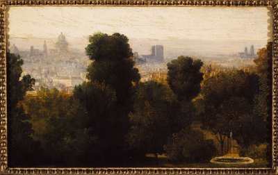 Paris sett fra høydene i Belleville; cirka 1840, dagens 19. arrondissement, i 1840 (olje på lerret) av Unknown artist