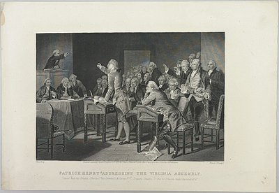 Patrick Henry taler til Virginia-forsamlingen av Unknown artist