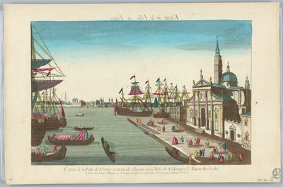 Peep-show, inngang til byen Venezia kommer fra Chiogia med øya St. George den større på siden av Unknown artist
