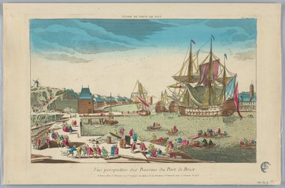 Peep-show, perspektivvisning av havnen i Brest-bassengene, nr. 24 av Unknown artist