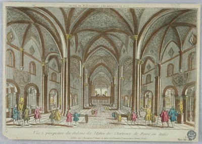 Peep-show, perspektivutsikt fra innsiden av den karteusiske kirken i Pavia i Italia av Unknown artist