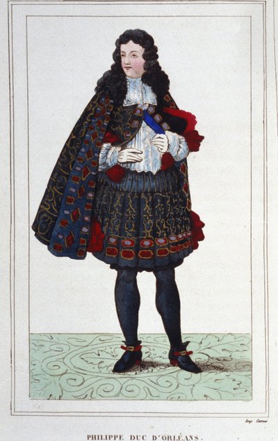 Filip II, hertug av Orléans, Chartres, Valois, Nemours og Montpensier (1674-1723). Regent av Frankrike fra 1715 til 1723. Gravering fra 1830. av Unknown artist