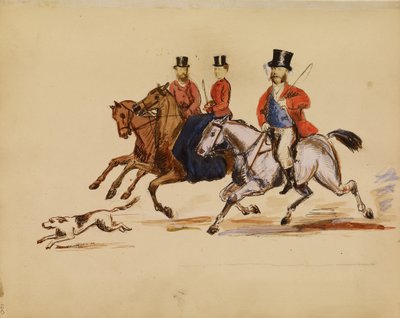 [Fotokollasje av jaktscenen med Lord og Lady Yarborough] av Unknown artist