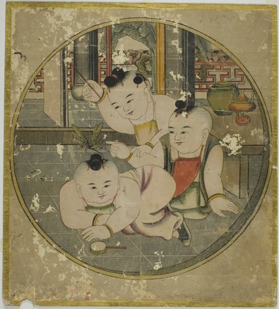 Bilde av Mantis og tre barn (Tourou sandou zu) av Unknown artist