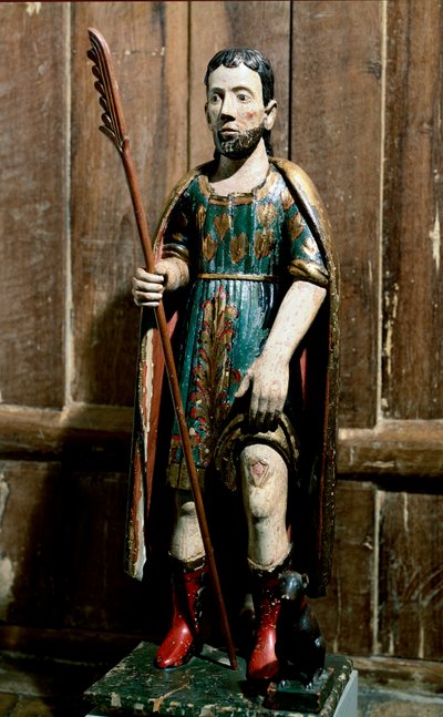 Populær kunst: "" Saint Roch"" Helgenen bærer pesten på benet. Anonym 1700-tallsskulptur. São Paulo, kunstmuseum av Unknown artist