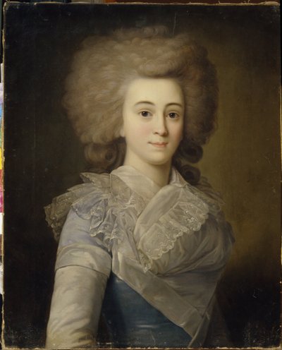Portrett av Elisabeth Alexandrovna Stroganova (1745-1831) (Portrett av Elisaveta A. Stroganova). Anonymt maleri, olje på lerret, ca 1770. Russisk kunst fra 1700-tallet, rokokkokunst. Regionalt kunstgalleri, Tambov (Russland). av Unknown artist