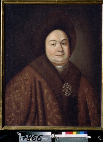 Portrett av tsarinaen Eudoxia Feodorovna Lopukhina (1669-1731), kone til Peter I av Russland (Portrett av tsarinaen Evdokiya Feodorovna Lopukhina, kona til tsar Peter I av Russland). Anonymt maleri. Olje på lerret, 80 x 63 cm, tidlig 1700-tall. st av Unknown artist
