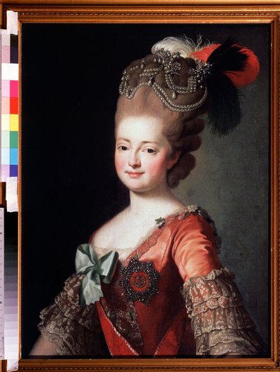 Portrett av keiserinne Maria Feodorovna (Sophie Dorothea av Württemberg) (1729-1828) (Portrett av keiserinne Maria Feodoravna, Sophie Dorothea av Württemberg). Anonymt maleri. Olje på lerret, 84,7 x 62,7 cm av Unknown artist