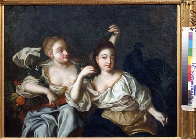 Portrett av døtrene til keiser Peter den store (Portrett av døtrene til Peter den store). Anonymt maleri. Olje på lerret, 69 x 84 cm, tidlig 1700-tall. Statens kunstmuseum for Republikken Karelia, Petrosavodsk (Republikken Karelen). av Unknown artist