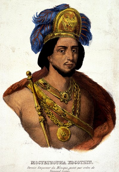 Portrett i byste av Moctezuma (eller Montezuma), siste keiser av Mexico - syk. 1800-tallet e.Kr. dok. Det 16. århundre. av Unknown artist