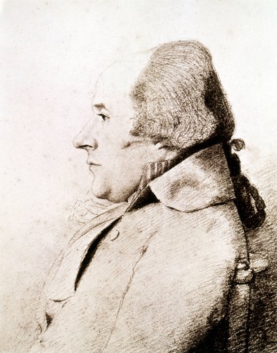 Portrett av admiral William Bligh (1754 - 1817), navigatør og oppdagelsesreisende, oppdaget han Bounty-øyene. av Unknown artist