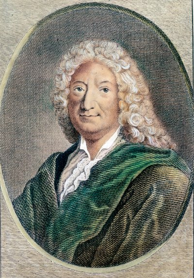 Portrett av Alain Rene Lesage (Alain-Rene Le Sage) (1668-1747), fransk forfatter. Gravering fra 1700-tallet. Privat samling av Unknown artist