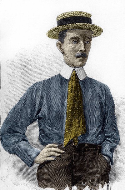 Portrait of Alberto Santos-Dumont (1873-1932), Brazilian aeronautic artist. av Unknown artist