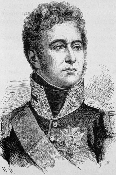Portrett av Alexandre Law, Marquis de Lauriston (1768 - 1828). Gravering av slutten av 1800-tallet i "Histoire de France"" av H. Martin. av Unknown artist