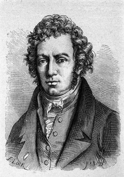 Portrett av Andre Marie Ampere (1775 - 1836) fransk fysiker. av Unknown artist