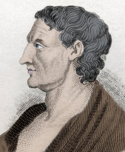 Portrett av Aristoteles kjent som stagiritten, på gresk Aristoteles greske filosof (384 f.Kr. til 322 f.Kr.). Gravering av 1800-tallet. av Unknown artist