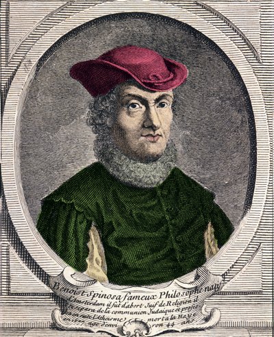Portrett av Baruch Spinoza (1632-1677), nederlandsk filosof. Også kjent som Bento de Espinosa eller Benedictus de Spinoza eller Benoit de Spinoza. Gravering fra 1700-tallet av Unknown artist