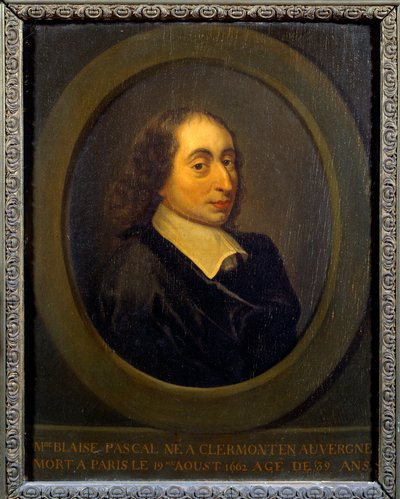 Portrett av Blaise Pascal (1623-1662), fransk fysiker, matematiker og forfatter. Anonymt maleri. Port Royal, Musee Des Granges av Unknown artist