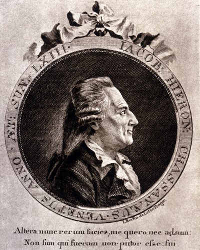 Portrett av Casanova (1725 - 1798) - portrett i frontispice, i historien om min flukt fra fengslene i republikken Venezia, skrevet i Dux en Bohemia av Unknown artist